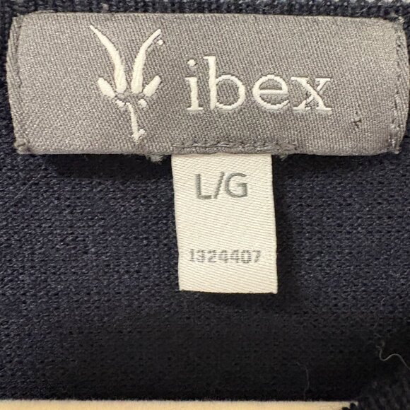 Ibex Merino Wool V Neck Sweater Merino Wool Size L Navy Blue - Picture 3 of 11